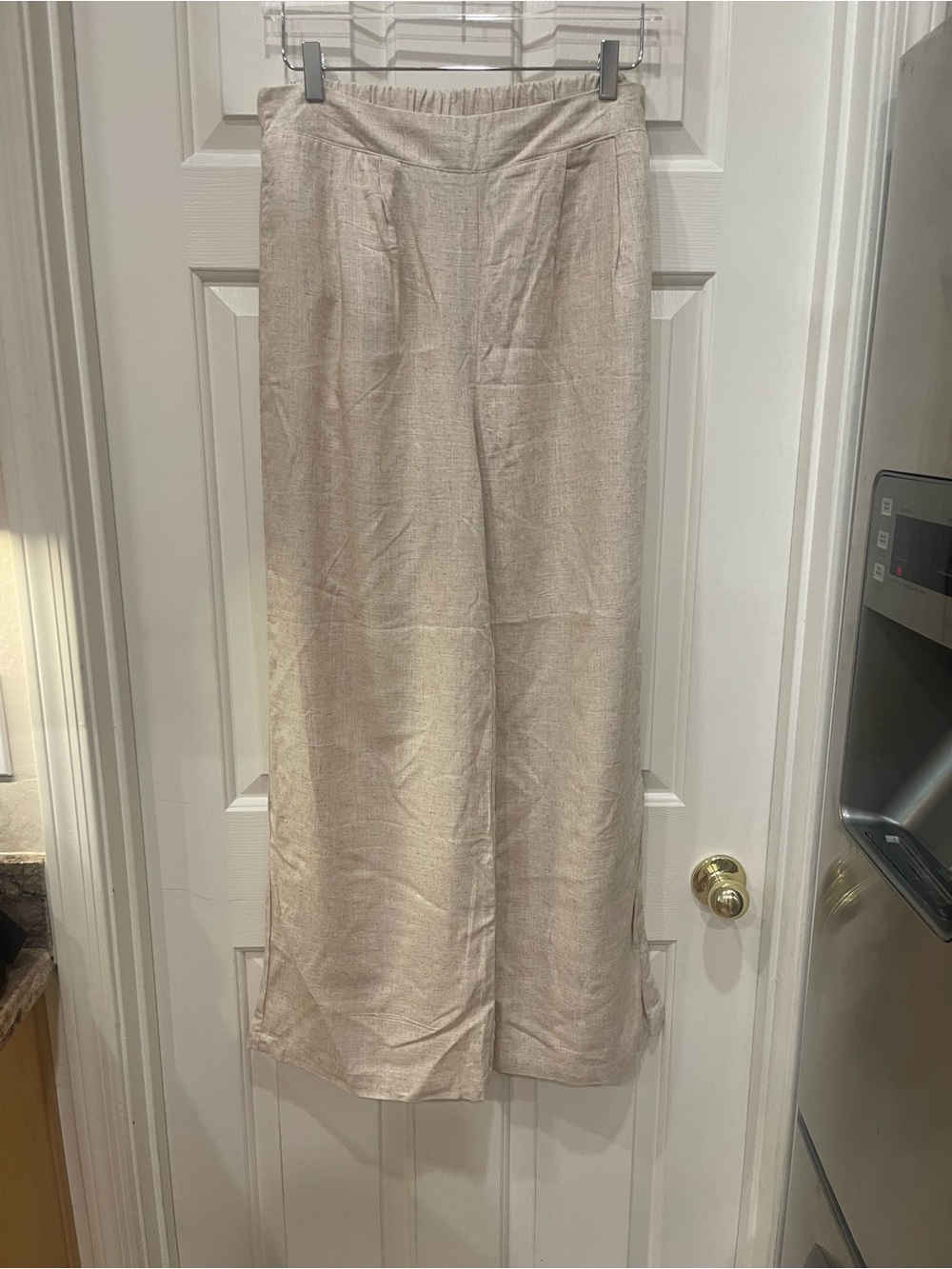 Thread Supply- Beige Linen Blend Wide-Leg Paints S:M